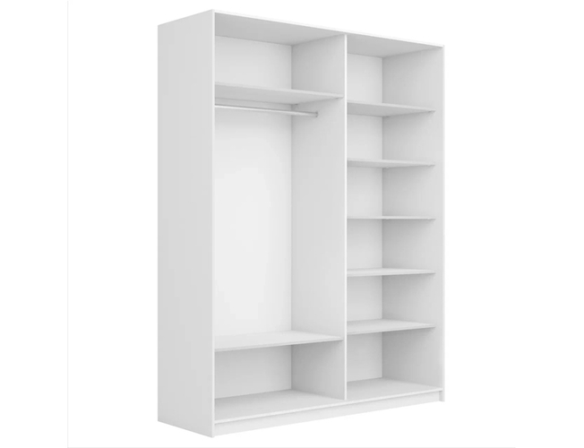 Шкаф-купе Прайм 2-х дверный (стекло, зеркало), Белый снег