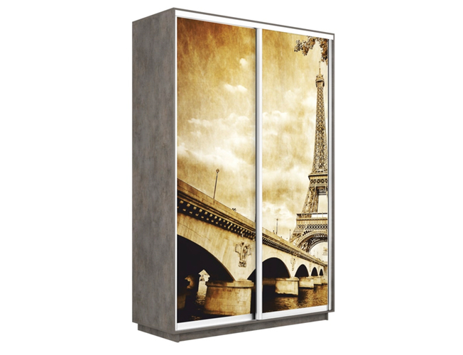 Шкаф-купе Экспресс Люкс 2-х дверный (Фото №1024 Париж), Бетон