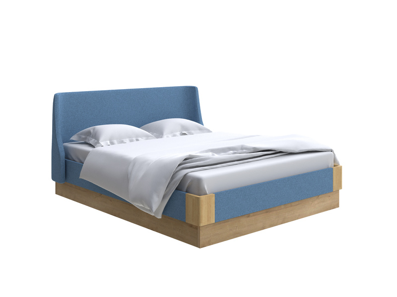 Кровать Lagom Side Soft с подъемным механизмом, Лама индиго