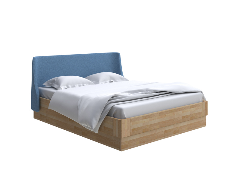 Кровать Lagom Side Wood с подъемным механизмом, Лама индиго