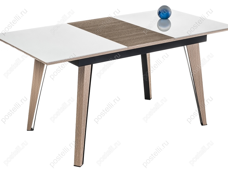 Стеклянный стол Джофри белый/венге светлый (Арт 368713)