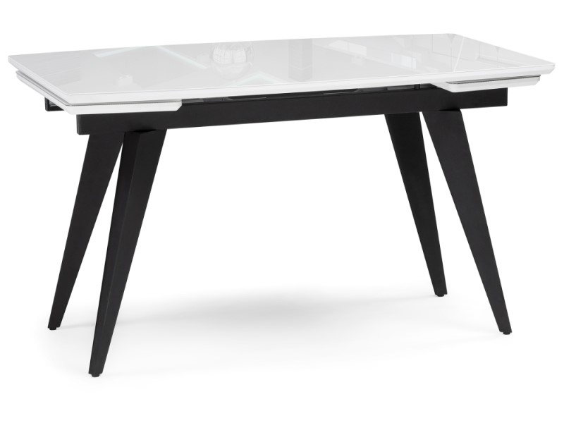 Стеклянный стол Элис 140(200)х80 белый/черный (Арт.516554)